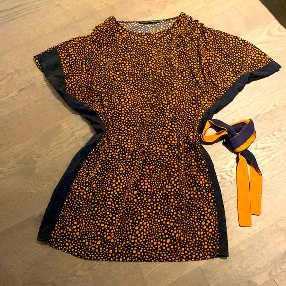 Zara animal printed dress with sash. Size large - Picture 2 of 8